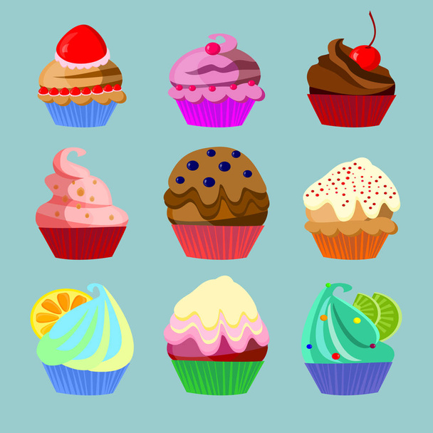 Set of nine sweets - Vector, Image
