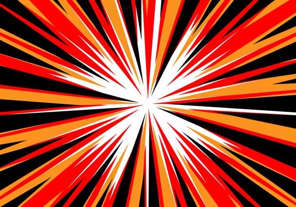 Abstract radial zoom speed black red orange white for cartoon comic background vector illustration. - Vector, Image