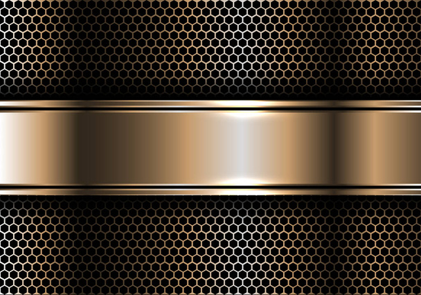 Abstract gold banner overlap on hexagon mesh design modern luxury futuristic background texture vector illustration. - Vector, Image