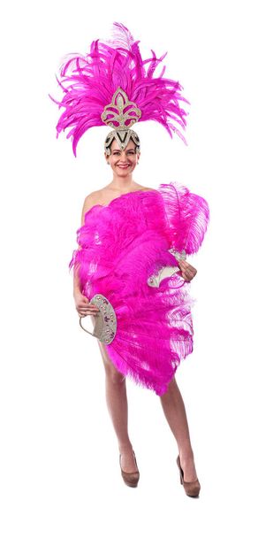 Beautiful Girl in carnival costume, isolated on white background - Foto, Imagen