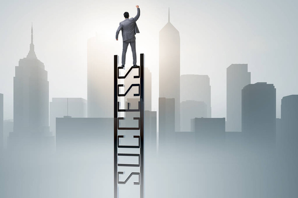 Businessman climbing the career ladder of success - Photo, Image