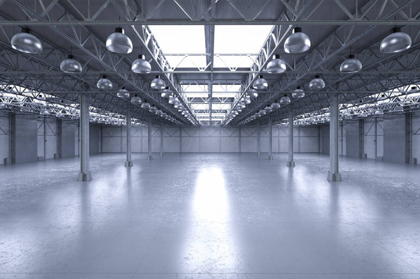 άδειο εργοστάσιο, με λάμπες - Φωτογραφία, εικόνα