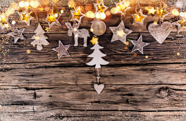Christmas decoration on wooden background - Photo, Image
