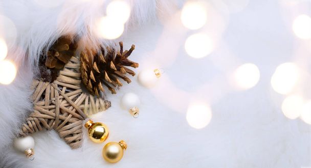 art  Christmas season background with christmas holidays decorat - Zdjęcie, obraz