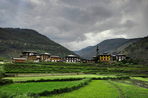 View over the mountains in Bhutan - 写真・画像
