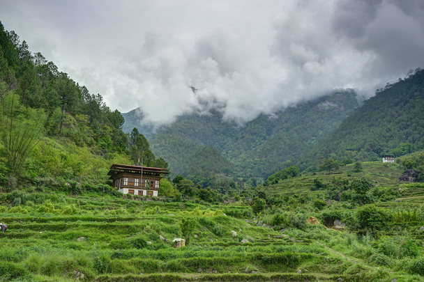 House in Bhutan with nature - 写真・画像