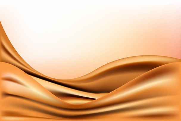 Golden satin, silk, waves. Yellow background, vector illustration - Vector, Image