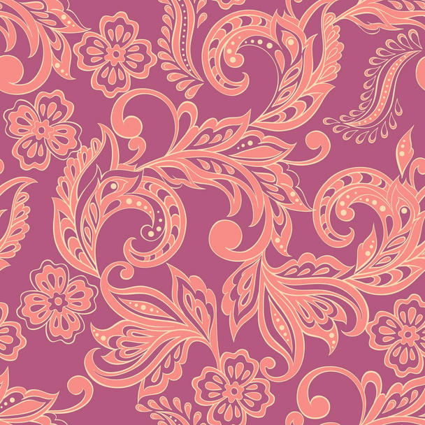 seamless floral pattern in Indian mehndi style - Vektör, Görsel