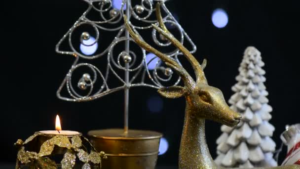 Świąteczna Boże Narodzenie dekoracje centralny Martwa natura - Materiał filmowy, wideo