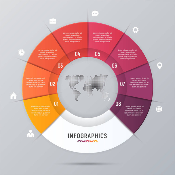 Vector circle chart infographic template for presentations, adve - Διάνυσμα, εικόνα