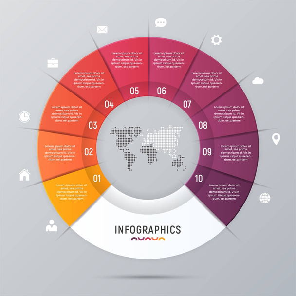 Vector circle chart infographic template for presentations, adve - Vector, imagen