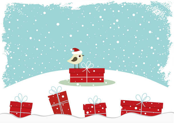 Winter card with little bird - Vector, Image