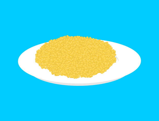 Cereales de mijo en plato aislado. Comida saludable para desayunar. Vec
 - Vector, Imagen