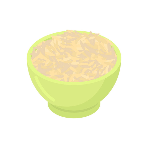 Schüssel mit braunem Reisgetreide isoliert. gesunde Kost zum Frühstück.  - Vektor, Bild