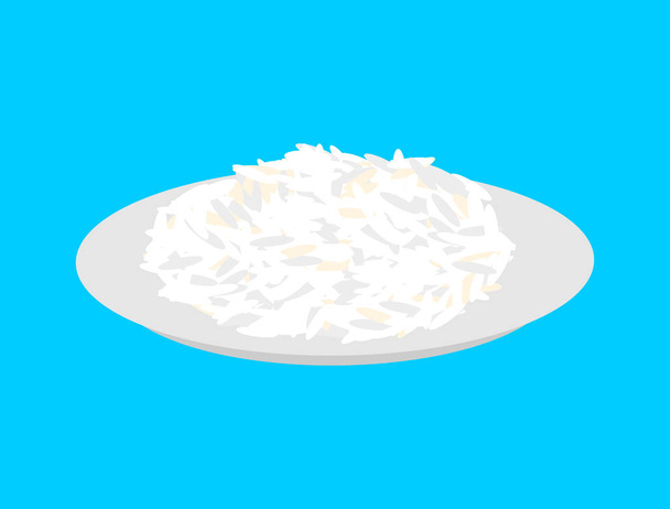 Басматі рисова крупа в тарілці ізольована. Здорова їжа для перерв
 - Вектор, зображення