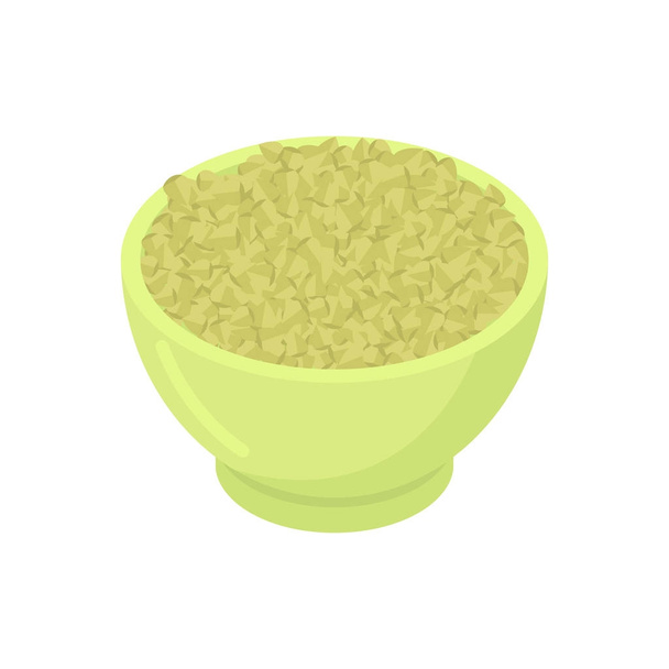 Bol de céréales de sarrasin vert isolé. Aliments sains pour pause
 - Vecteur, image