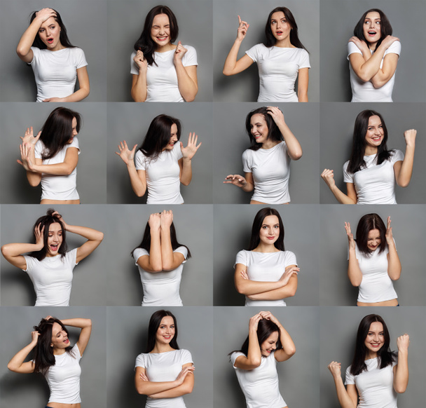 Emoce, mladé ženy stanoven studio pozadí - Fotografie, Obrázek