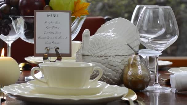 Elegant formal Thanksgiving table - Footage, Video