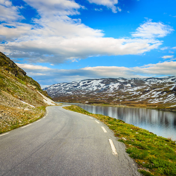 Road landscape in norwegian mountains - Фото, изображение