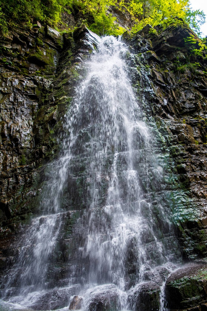 Photo of high waterfall in Carpathian mountains - Photo, image