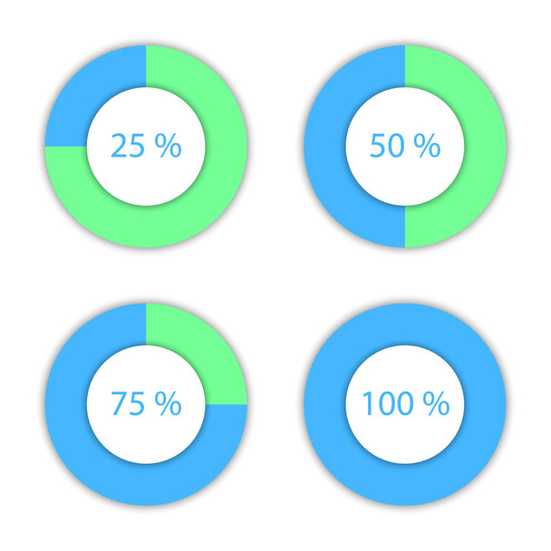 Conjunto de diagrama circular com percentis. Modelo infográfico. Desenho de comercialização
 - Vetor, Imagem