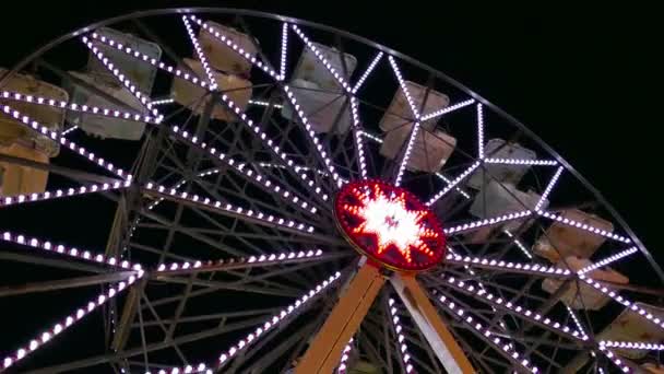 Large Carousel Spins and Bright in the Night - Footage, Video