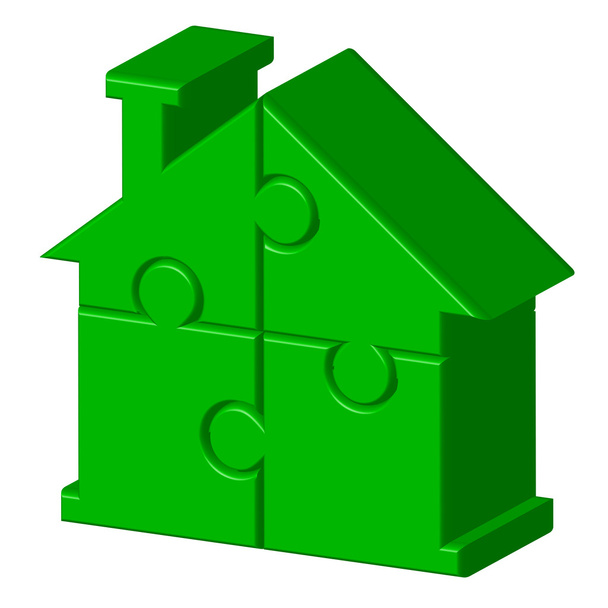 Vector illustration of green house from puzzle - Vetor, Imagem