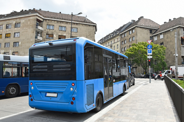 Blue buses on the streets of Budapest, Hungary - Photo, Image