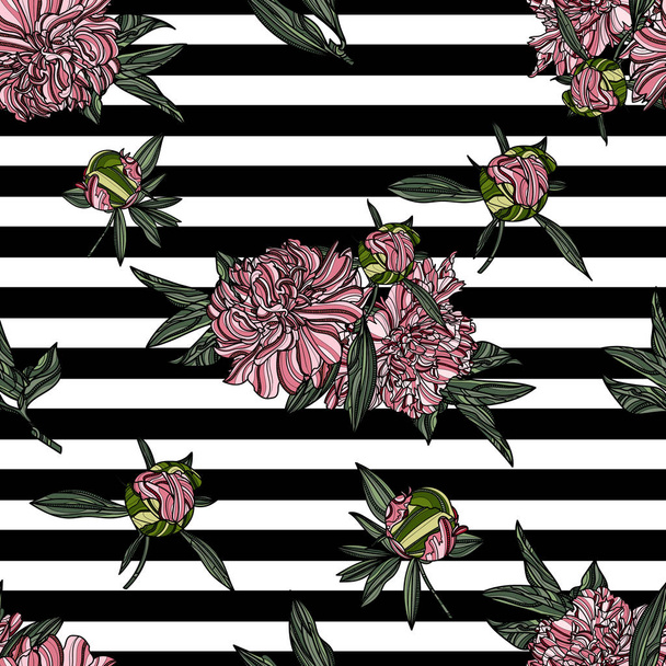 Seamless pattern with peony. - Vector, Image