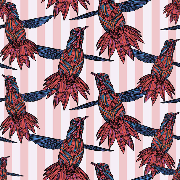 Varrat nélküli mintát kolibri és - Vektor, kép