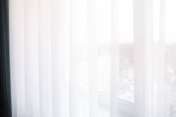 Window with beautiful curtain indoors - Фото, зображення