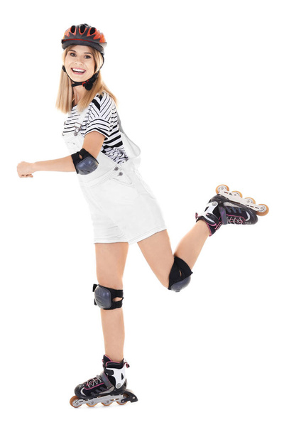 Attractive woman on roller skates  - Фото, зображення