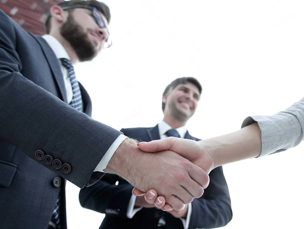 Handshake of business partners before the talks. - 写真・画像