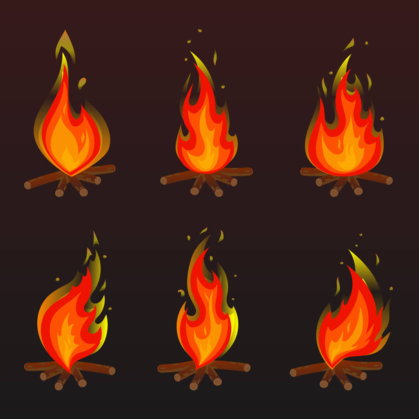 赤い火をたき火アイコンのセットです。ベクトル図 - ベクター画像