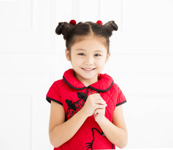 chiński dziewczynka gest gratulacje - Zdjęcie, obraz