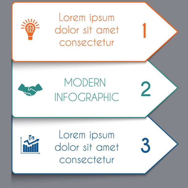 Template infographic horizontal white strips on colorful arrows  - Vecteur, image