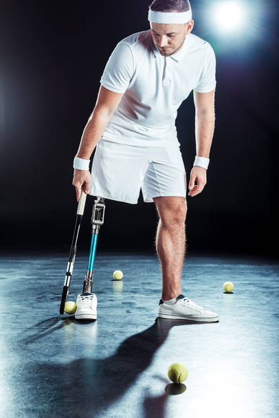 paralympic tennis player with racket - Foto, Imagem