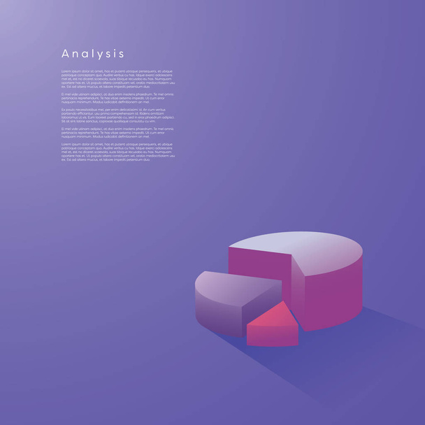 Modern 3d pie chart graph vector element in isometric style with soft color gradients. Data visualization concept for analysis, report, presentation, infographics. - Vektor, kép