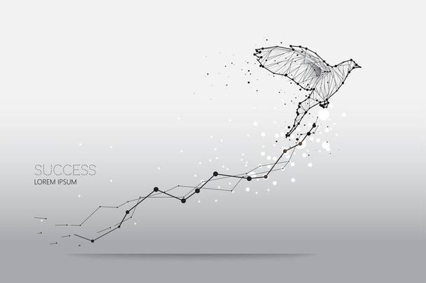 粒子、幾何学的なアート、ライン、飛んでいる鳥のドット - ベクター画像