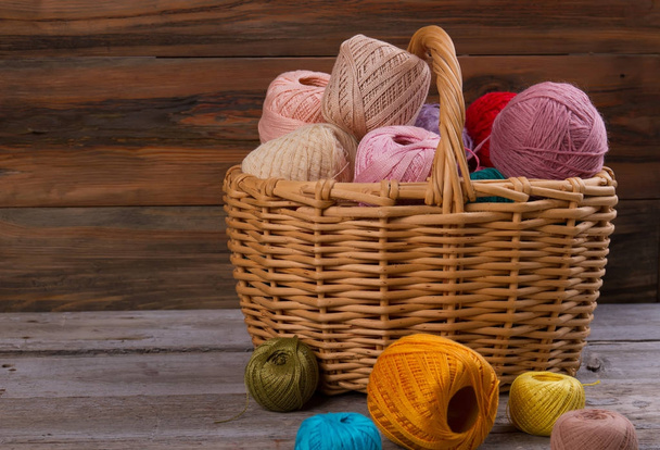 Spools of yarn in basket - Photo, Image