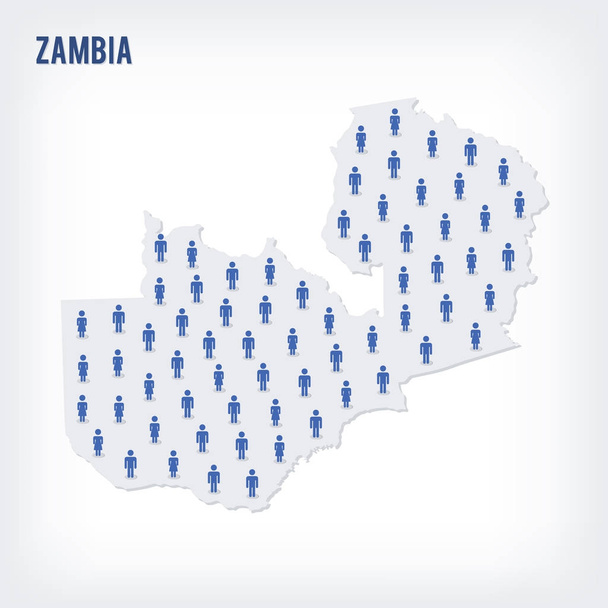 Vektör insanlar Zambiya Haritası. Popülasyon kavramı. - Vektör, Görsel