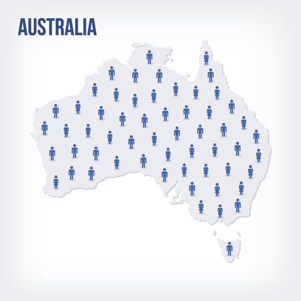 Vektör insanlar Avustralya Haritası. Popülasyon kavramı. - Vektör, Görsel