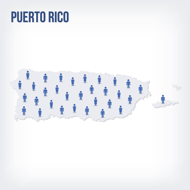 Vektorové lidé mapa Portorika. Pojem populace. - Vektor, obrázek