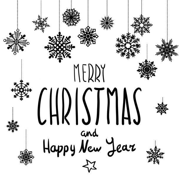 Merry Christmas and happy new year lettering design. Vector illustration EPS10 - Vector, imagen
