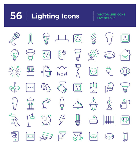 Lighting Line Icons Set - Vector, Image