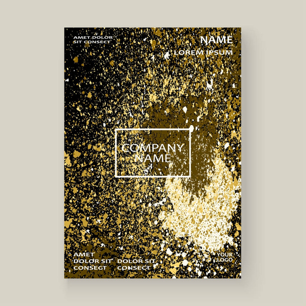 Neon gouden explosie verf splatter artistieke cover frame ontwerp.  - Vector, afbeelding