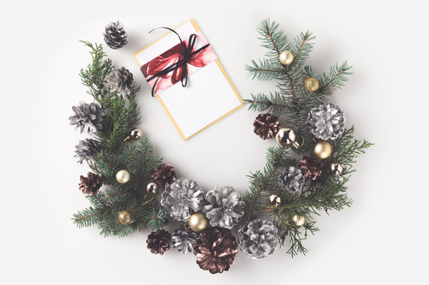 christmas wreath with greeting card - Fotó, kép