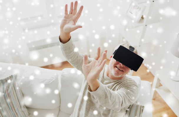 old man in virtual reality headset or 3d glasses - Fotó, kép