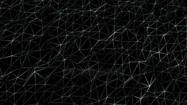 konzeptionelle Hintergrundanimation einer Netzwerkverbindung in Form von Linien auf schwarzem Hintergrund, die Dreiecke von Verbindungen bilden, helle Blitze an Orten der Datenübertragung - Filmmaterial, Video