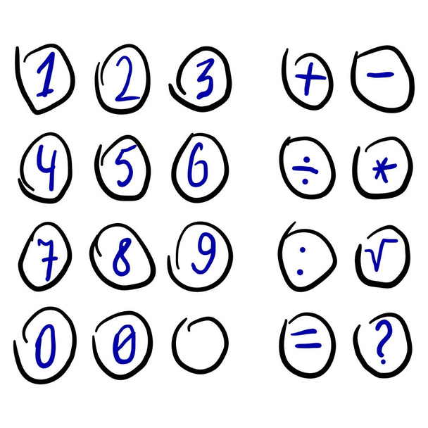 Dígitos decimais arredondados Scribble Sketch
 - Vetor, Imagem